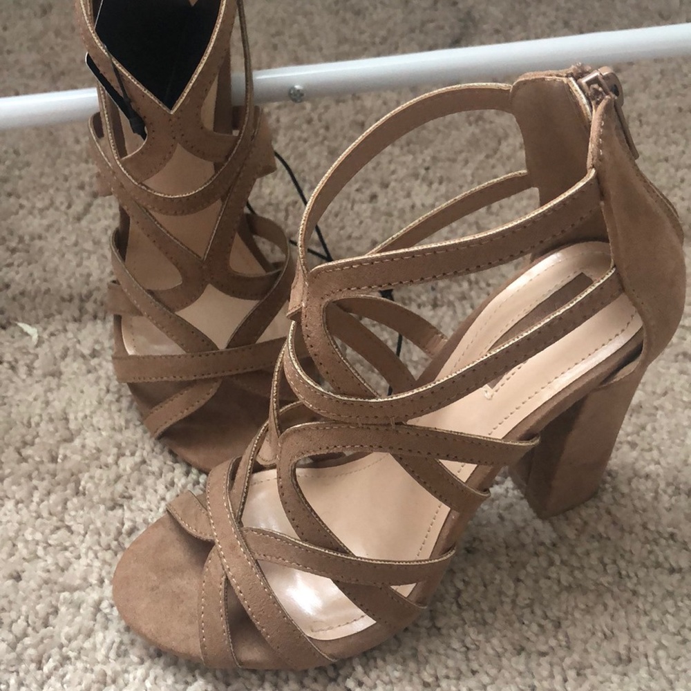 Brown heeled sandals